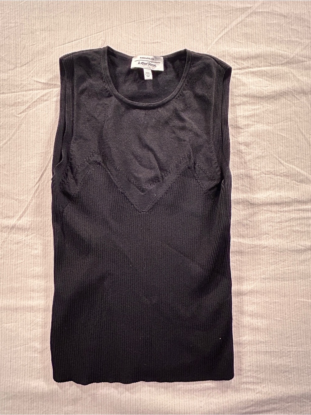 Paris Atelier & Other Stories Black Sleeveless Knit Tank Top Textured Details